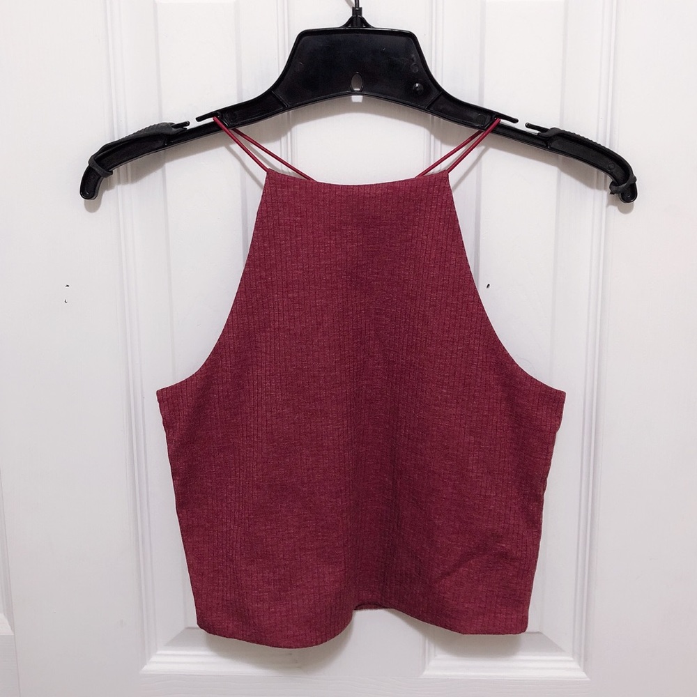 Red rib crop top